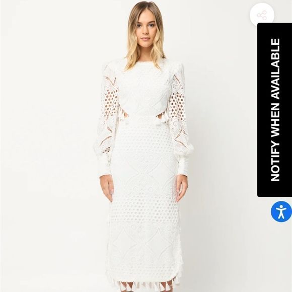 Elliatt White Lace Midi Dress size M - Picture 1 of 3